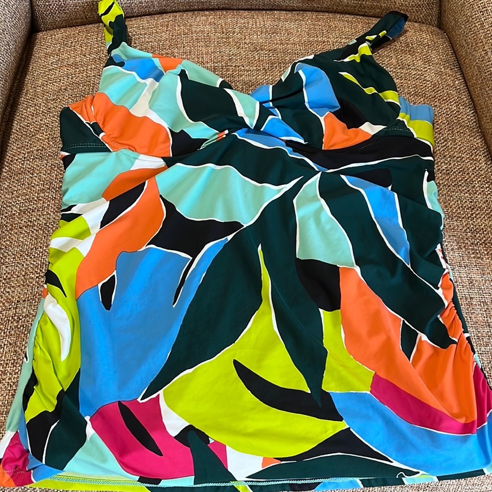 Anne Cole Multi Colored Bandeau Tankini Top. 36C/38B